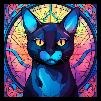 (s150-15-4Q)  Stained Glass Cat