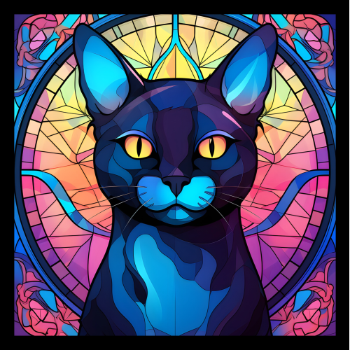 (s150-15-4Q)  Stained Glass Cat