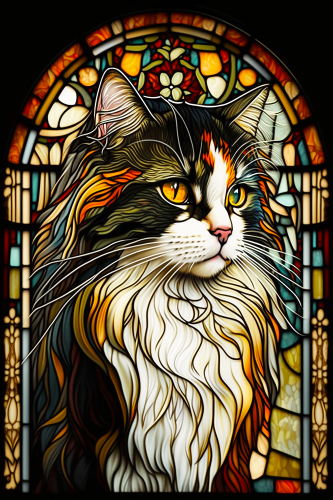 (s150-15-1R)  Stained Glass Cat
