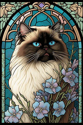 (s150-15-1S)  Stained Glass Cat