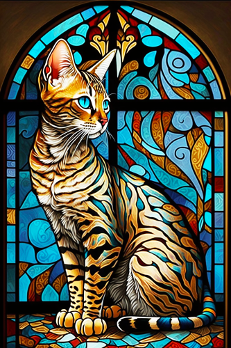 (s150-15-2S)  Stained Glass Cat