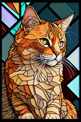 (s150-15-3S)  Stained Glass Cat