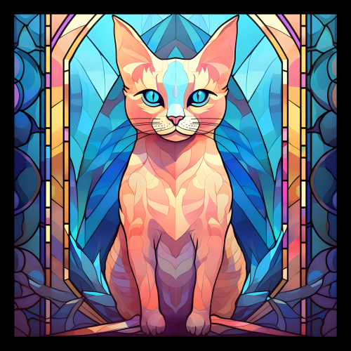 (s150-15-4S)  Stained Glass Cat