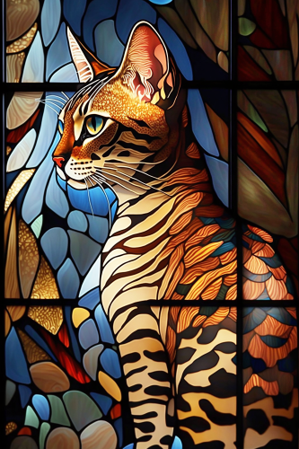 (s150-15-2T)  Stained Glass Cat