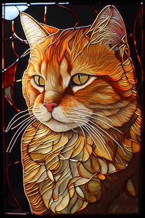 (s150-15-3T)  Stained Glass Cat