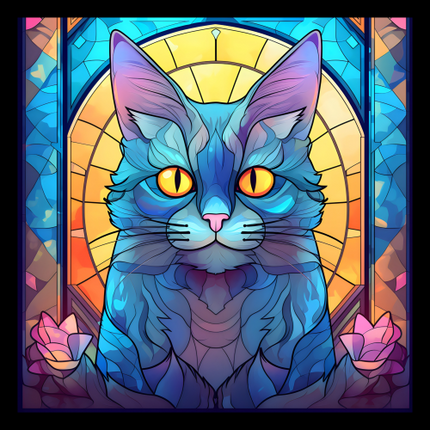 (s150-15-4T)  Stained Glass Cat