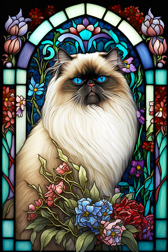 (s150-15-1U)  Stained Glass Cat