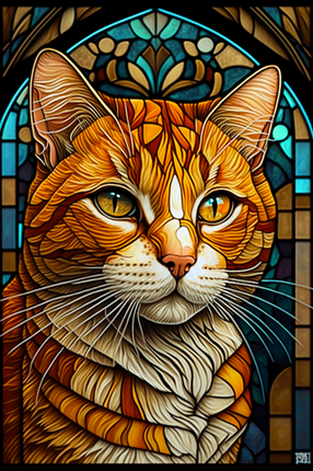 (s150-15-3U)  Stained Glass Cat