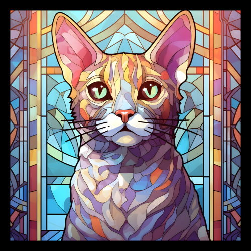 (s150-15-4U)  Stained Glass Cat