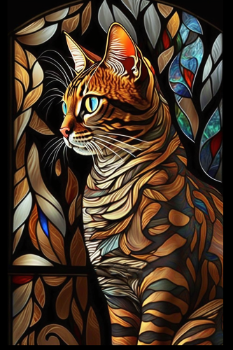 (s150-15-2V)  Stained Glass Cat