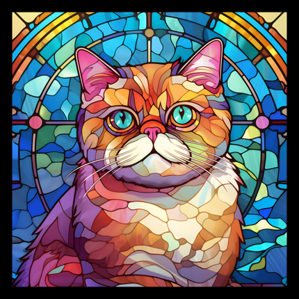 (s150-15-4V)  Stained Glass Cat