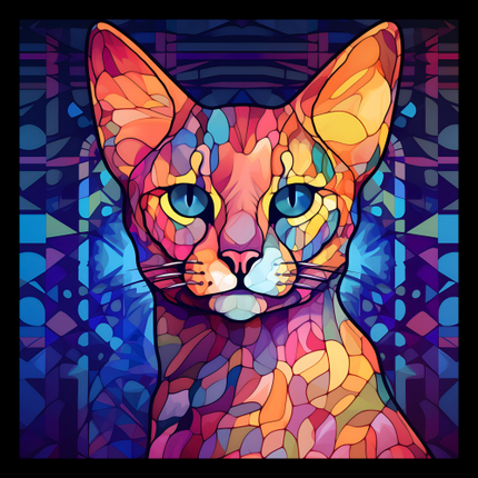 (s150-15-4W)  Stained Glass Cat