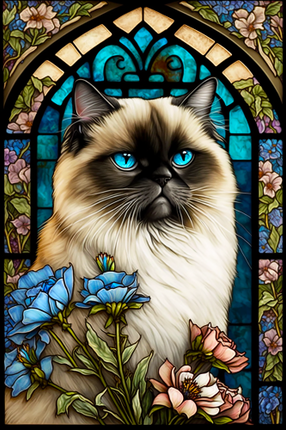 (s150-15-1X)  Stained Glass Cat