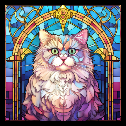 (s150-15-4X)  Stained Glass Cat