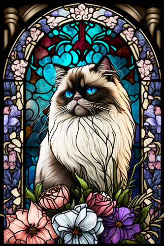 (s150-15-1Y)  Stained Glass Cat