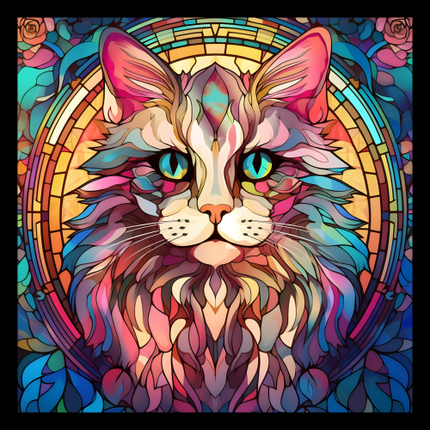 (s150-15-4Y)  Stained Glass Cat