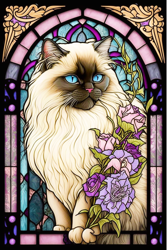 (s150-15-1Z)  Stained Glass Cat