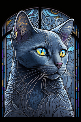 (s150-15-3Z)  Stained Glass Cat