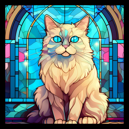 (s150-15-4Z)  Stained Glass Cat