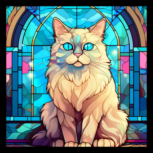 (s150-15-4Z)  Stained Glass Cat