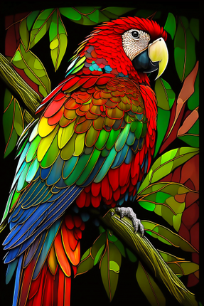 (s150-16-1A)  Stained Glass Macaw