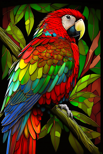 (s150-16-1A)  Stained Glass Macaw