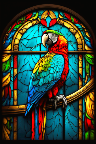 (s150-16-1B)  Stained Glass Macaw