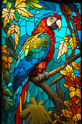 (s150-16-1C)  Stained Glass Macaw