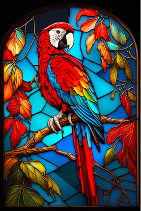 (s150-16-1D)  Stained Glass Macaw