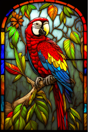 (s150-16-1E)  Stained Glass Macaw