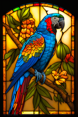 (s150-16-1H)  Stained Glass Macaw