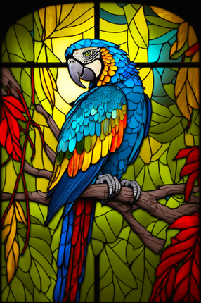 (s150-16-1I)  Stained Glass Macaw