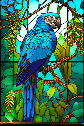 (s150-16-1K)  Stained Glass Macaw