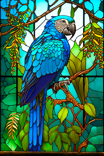 (s150-16-1K)  Stained Glass Macaw
