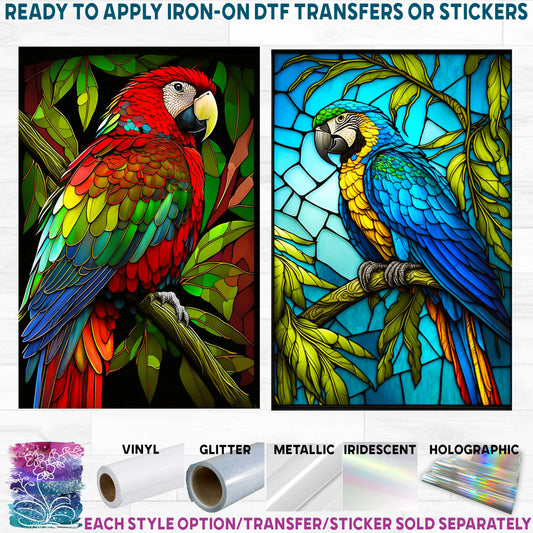 (s150-16) Stained-Glass Red Blue Gold Hyacinth Macaw 24 Style Options