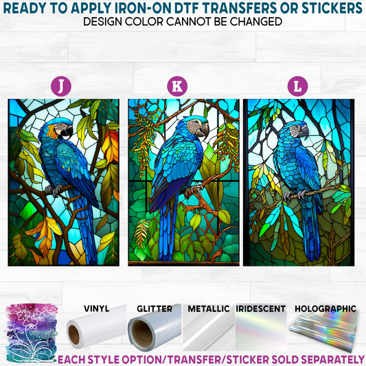 (s150-16) Stained-Glass Red Blue Gold Hyacinth Macaw Style Options