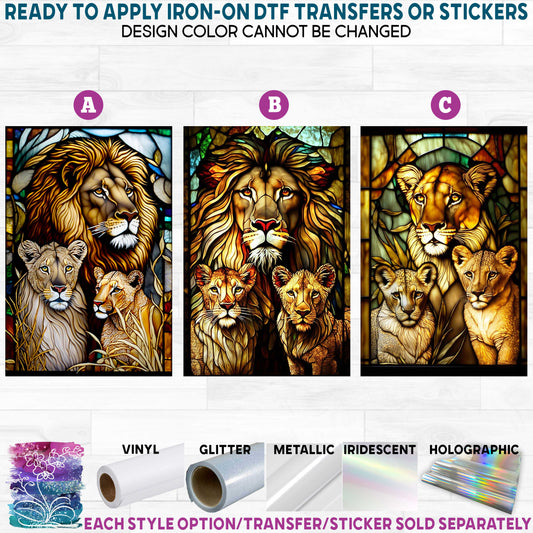 (s150-17) Stained-Glass Lion Lioness Cub Style Options