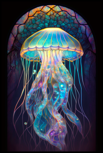 (s150-18-1A)  Stained Glass Jellyfish