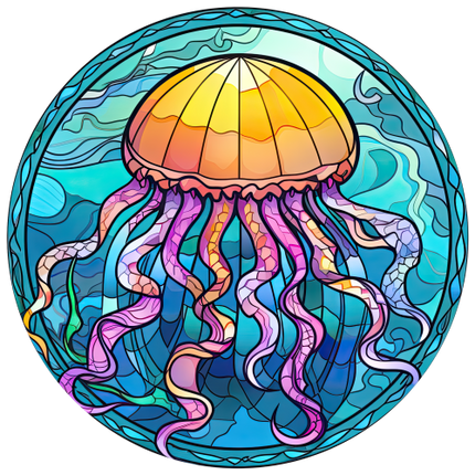 (s150-18-2A)  Stained Glass Jellyfish