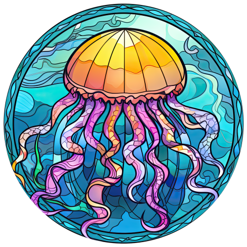 (s150-18-2A)  Stained Glass Jellyfish