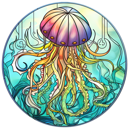 (s150-18-2B)  Stained Glass Jellyfish