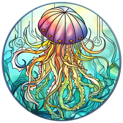 (s150-18-2B)  Stained Glass Jellyfish