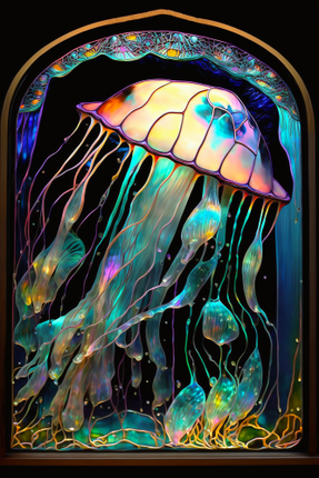 (s150-18-1C)  Stained Glass Jellyfish