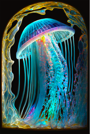 (s150-18-1D)  Stained Glass Jellyfish