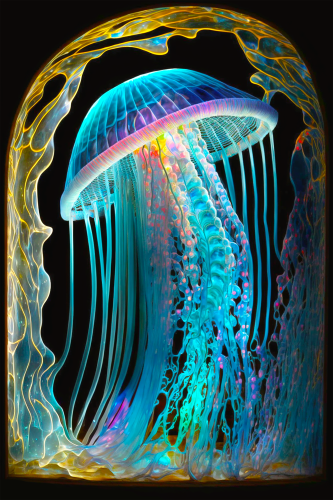 (s150-18-1D)  Stained Glass Jellyfish