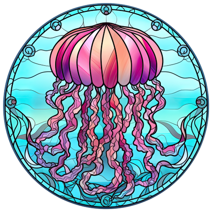 (s150-18-2D)  Stained Glass Jellyfish