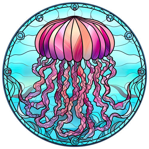 (s150-18-2D)  Stained Glass Jellyfish
