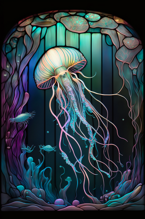 (s150-18-1F)  Stained Glass Jellyfish