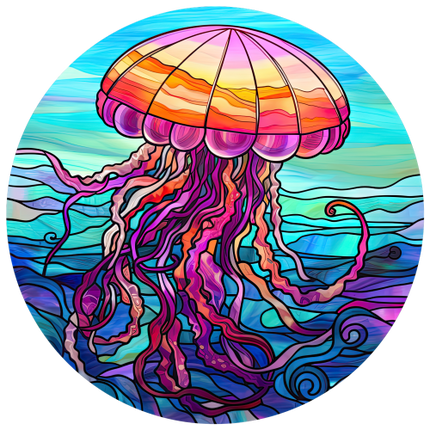 (s150-18-2F)  Stained Glass Jellyfish