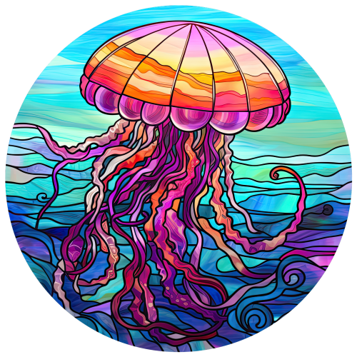 (s150-18-2F)  Stained Glass Jellyfish